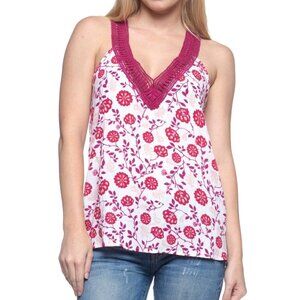 Derek Heart  Ladies Tank with V Neck  Crocheted Decoration